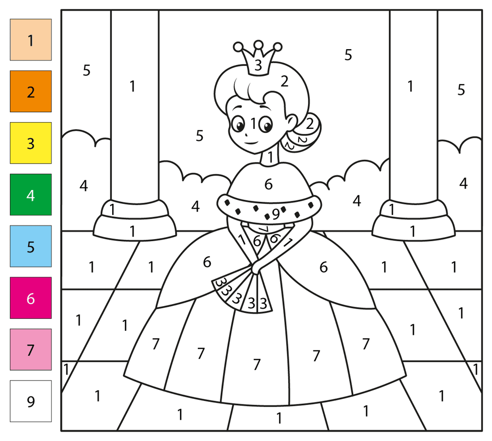 Queen Color By Number Coloring Page Md Coloring Page — Free Printable — free printable coloring page